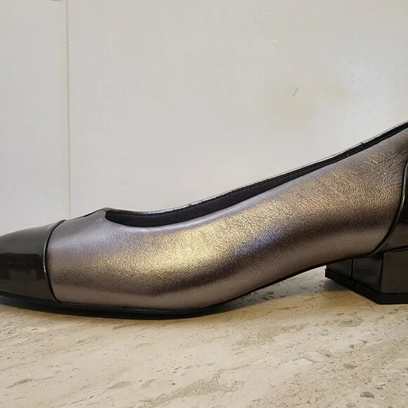 Trotters Daisy Pump Women's Shoes Taupe/ Pewter Size US 8.5 Block Heel - Picture 4 of 11